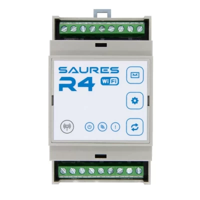 Контроллер SAURES R4 DIN, Wi-Fi, 4 канала + 8 RS-485, внешнее питание Контроллер SAURES R4 DIN, Wi-Fi, 4 канала + 8 RS-485, внешнее питание